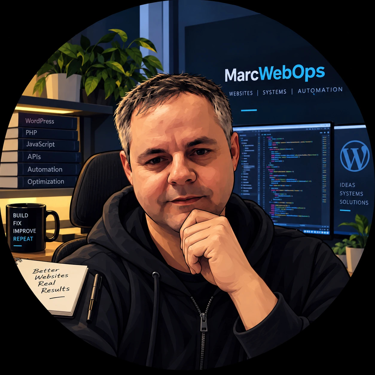 Marc WebOps working at a computer